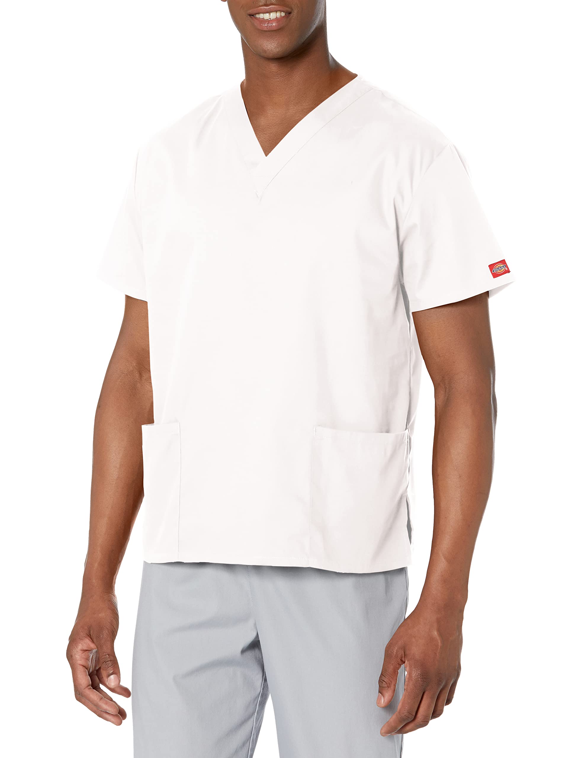 Dickies Women's EDS Signature Scrubs 86706 Missy Fit V-Neck Top Medical Shirt, White, M