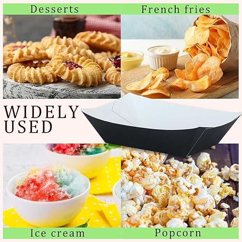 Miniatura 5 de Bandeja de papel desechable para alimentos, barcos de alimentos, resistente a la grasa, bandeja de palomitas de maíz para servir nachos, tacos,