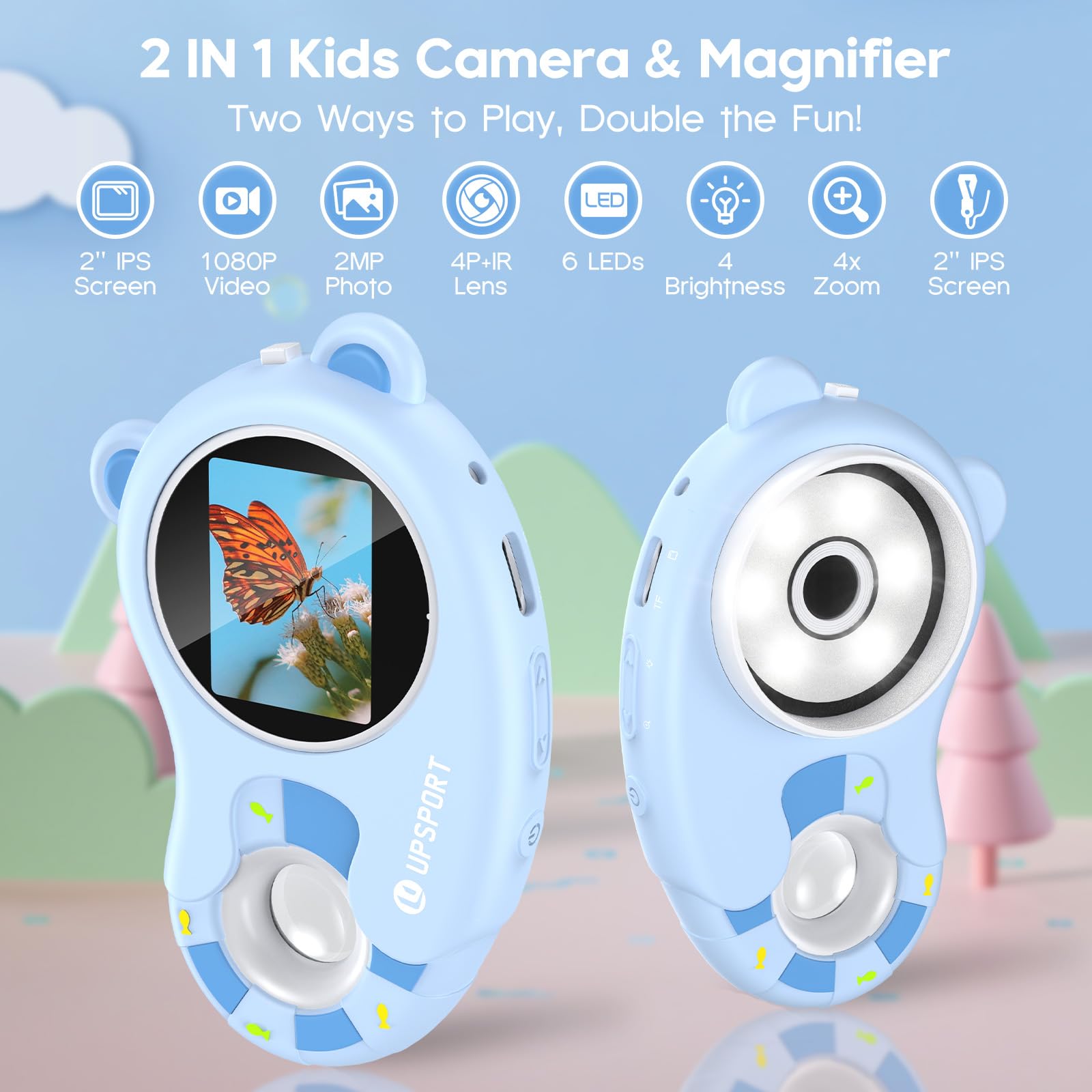 Condition photo showing New/Like New for 2 in 1 Microscope for Kids Video Camera, UPSPORT 2"HD IPS Screen 1000X Handheld Digital Microscopes Pocket Portable Microscope Camera, USB PC Compatible, STEM Science Edu Fun for Boys Girls Toys Gifts