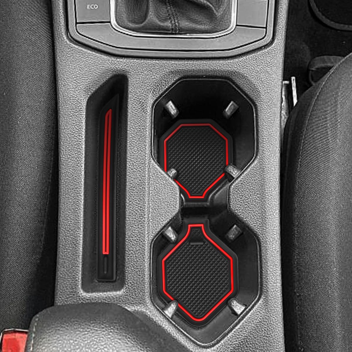 Auovo Protector Mats for Volkswagen Jetta Accessories 2025 2024 2019-2023 Custom Fit Cup Holder Inserts Liners Coasters Anti Dust Mat Car Interior Trim(4pcs/Set)(Red)