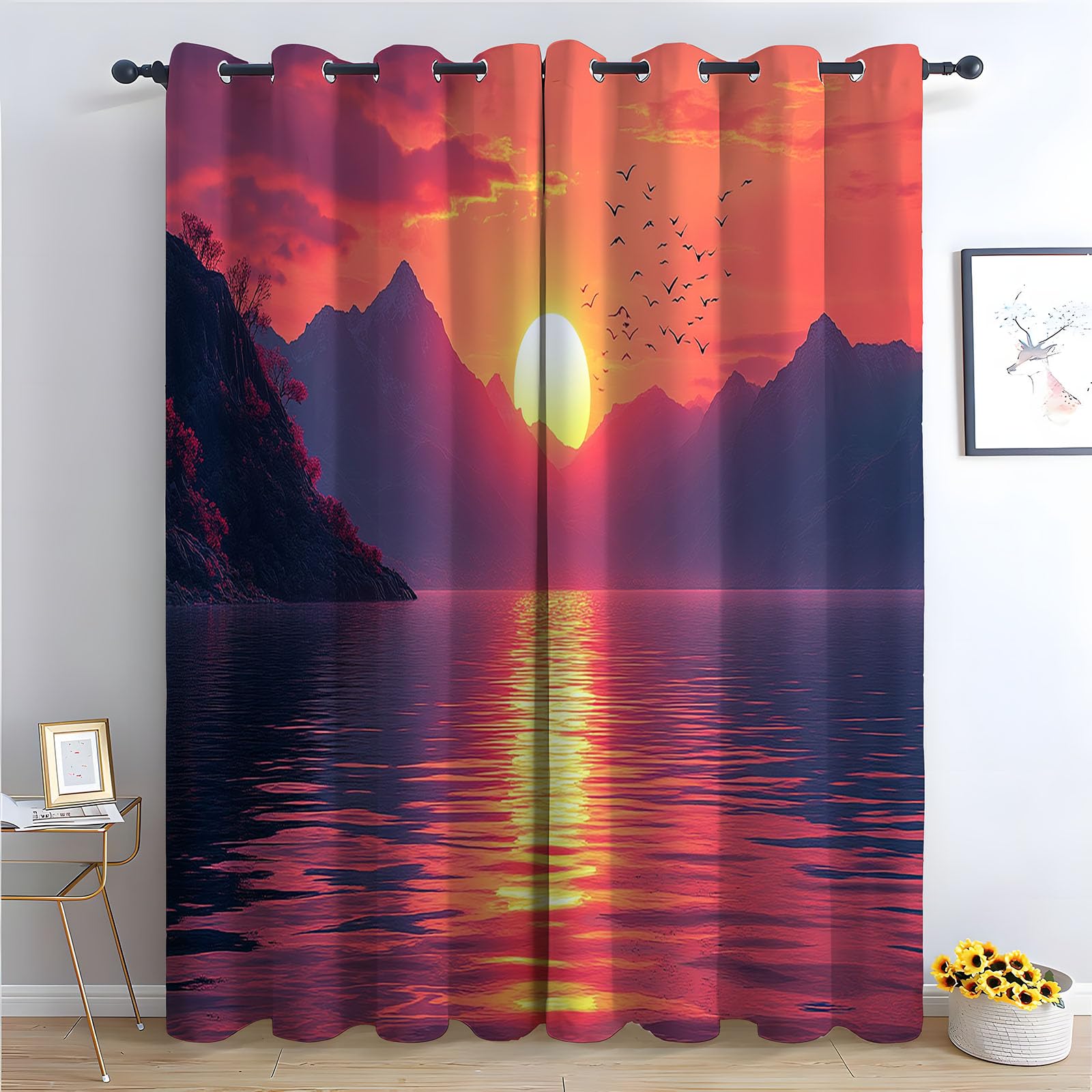 Rideaux opaques thermiques salon grand rideau occultant paysage montagne 180x140