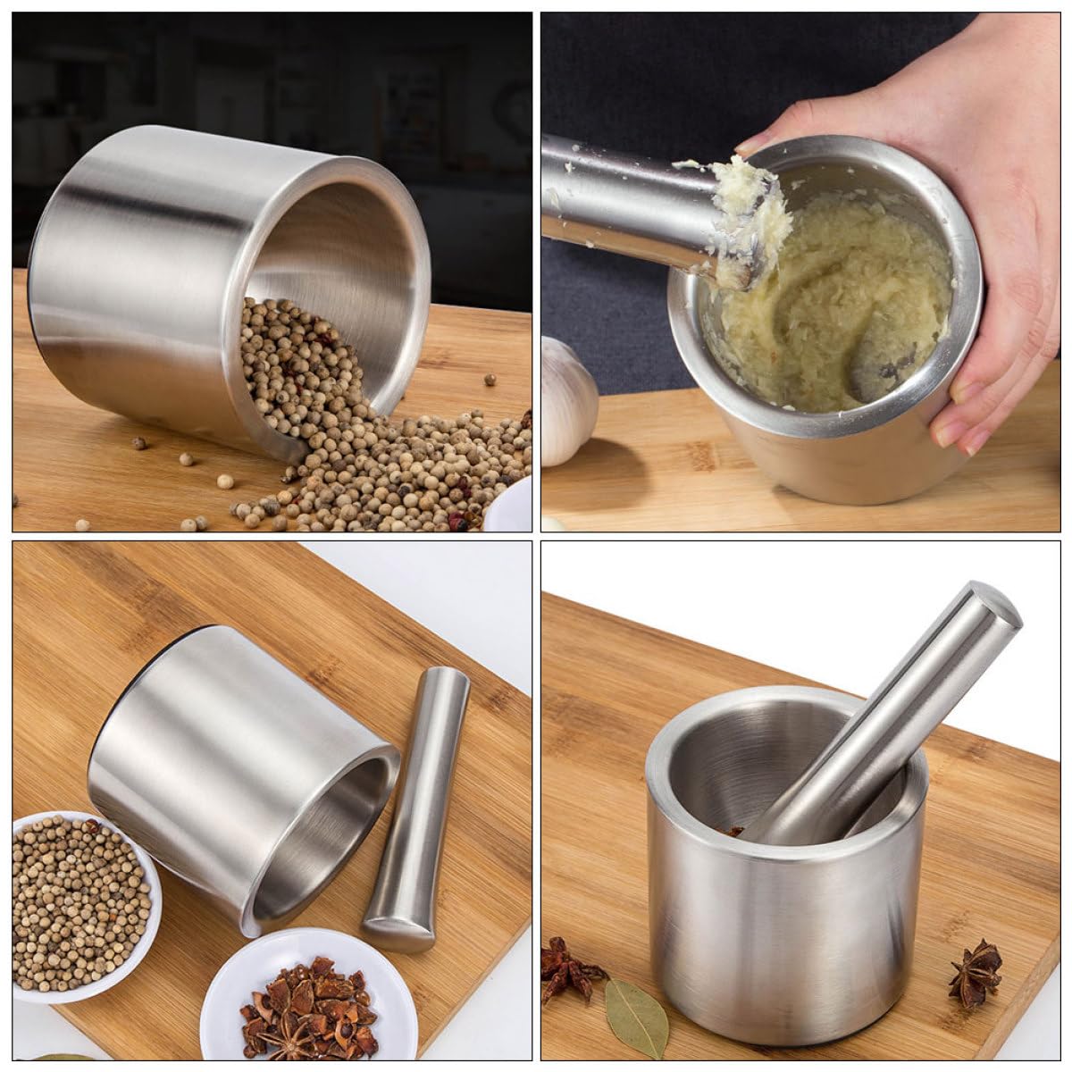 Sewroro Prensa de Ajos de Acero Inoxidable Compacta y Portátil para Uso en Cocina en Casa, Fácil de Almacenar y Adecuada para Triturar Especias y Nueces