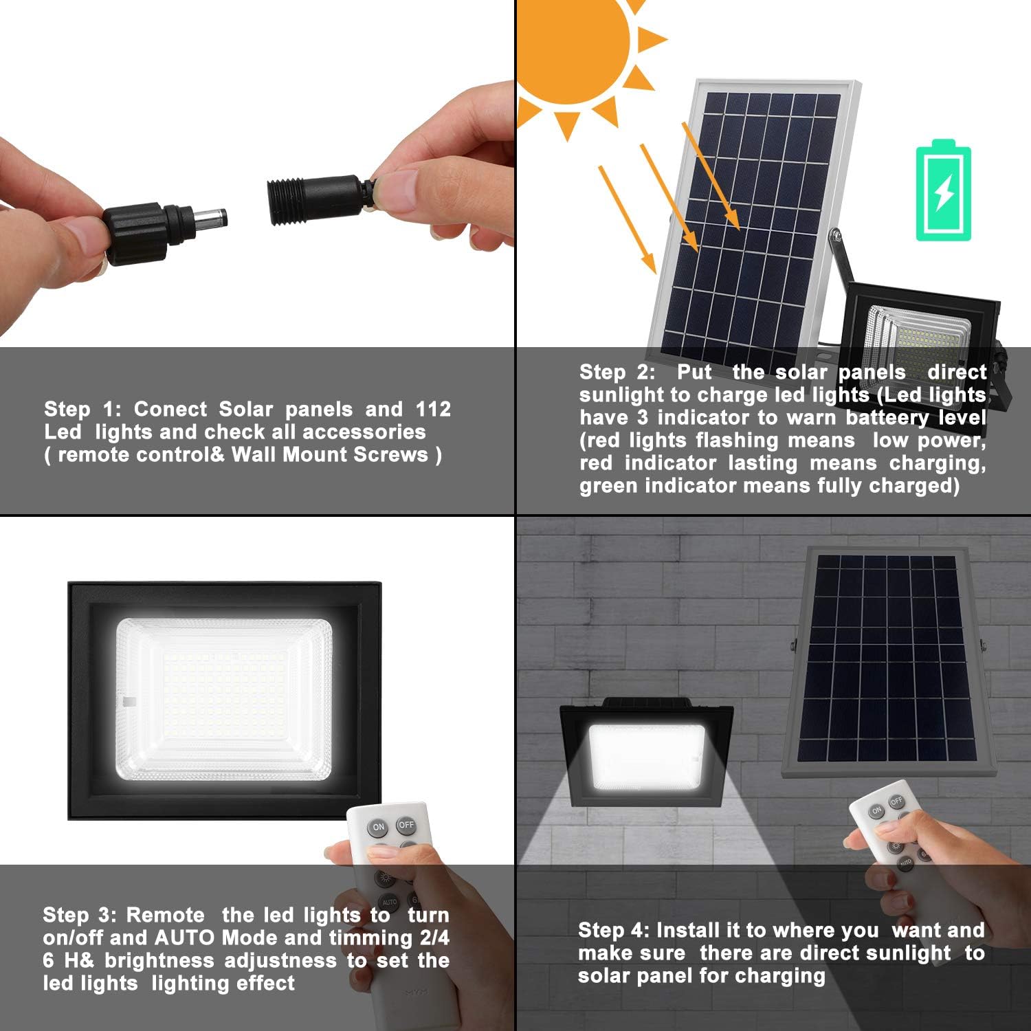 🛒 Flаѕh Sаlе Solar Flood Lights Outdoor Led Lights 3W 800LM 112 LEDs 6500K 6600mA Solar Powered Floodlights IP65 Waterproof for Garden,Patio,Pathway Solar Light (112LED with Remote)