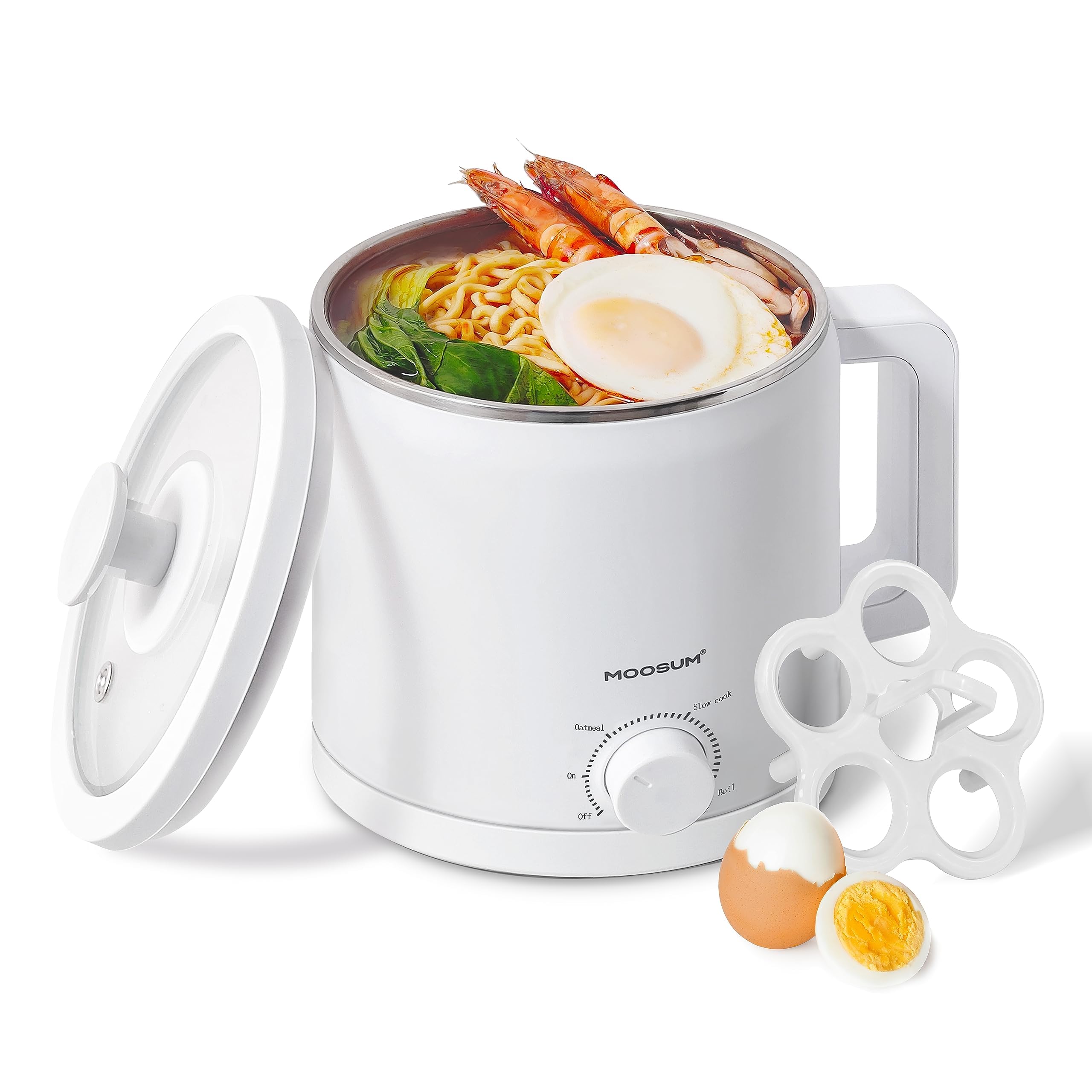 Mini Electric Hot Pot Fast Cooker for Ramen Soup Stainless Steel with over-heating Protection Perfect for Student Single