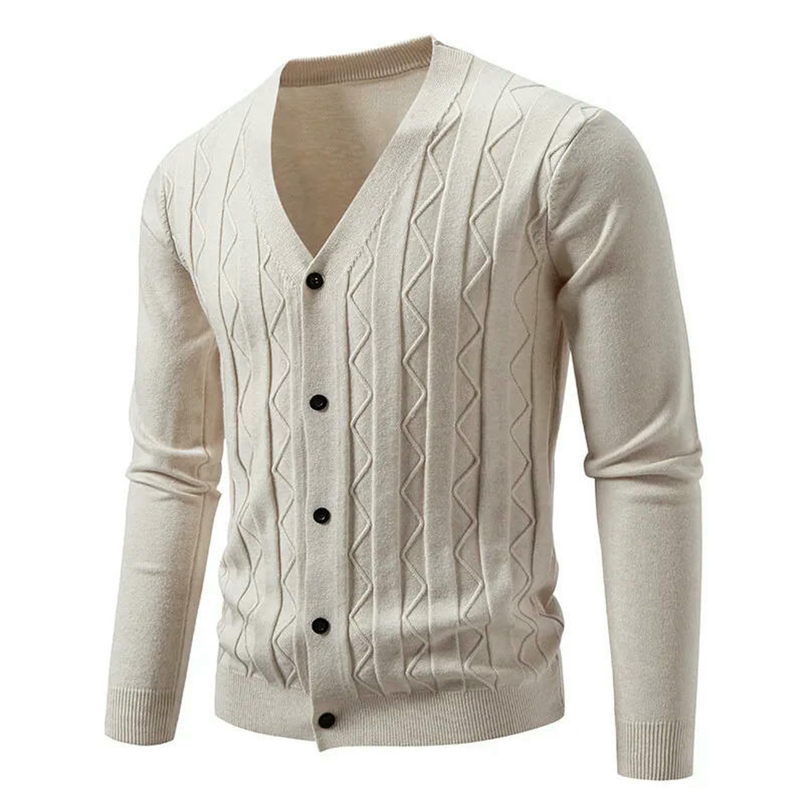 Męski sweter z dzianiny Smart Casual Sweter z dzianiny z dekoltem w serek Slim Męska odzież wierzchnia lekka kawa-m