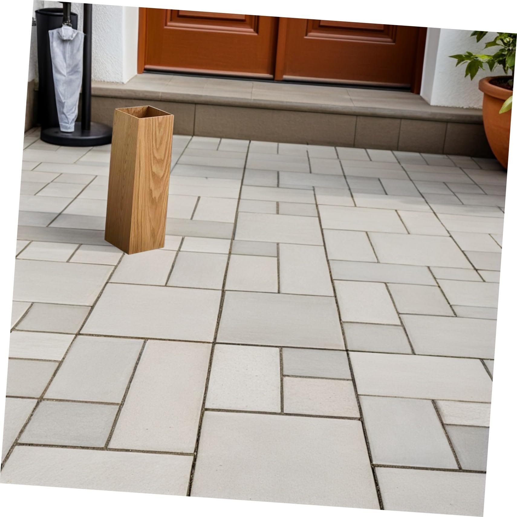 DOITOOL Regenschirmständer Aus Holz - 50x16cm Khaki - Praktischer Regenschirmbehälter Für Innen & Außen
