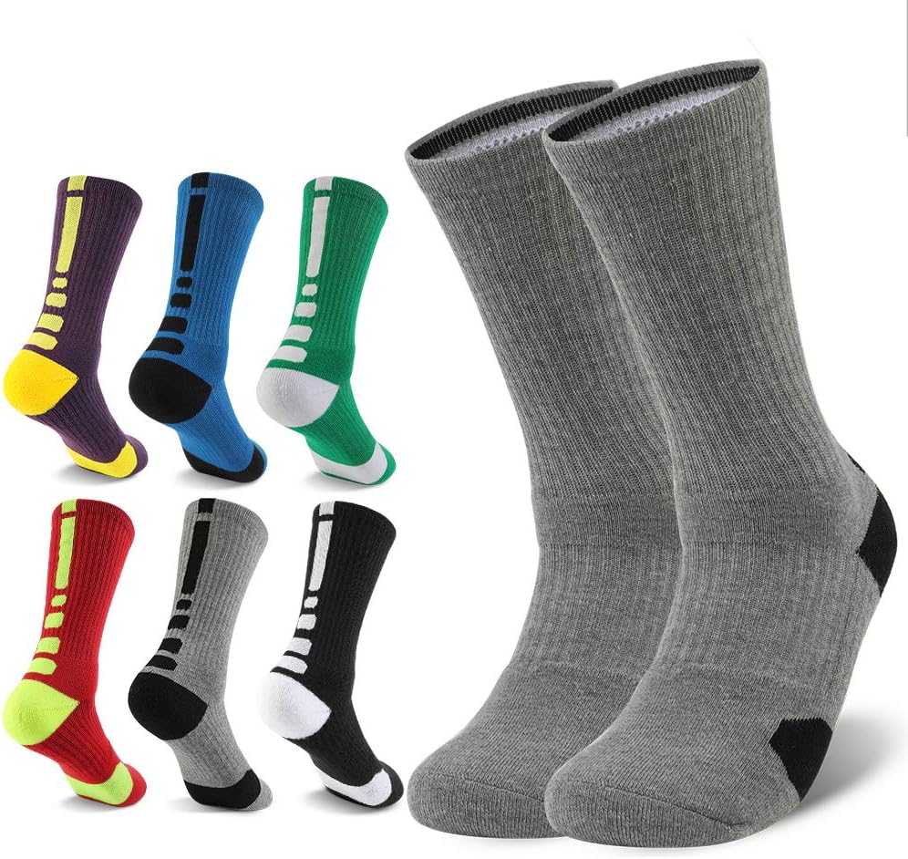 6 Pares Senderismo Calcetines, Calcetines de Running Calcetines Deportivos de Algodón Unisex Calcetines Deportivos altos Calcetines de Trabajo de Entrenamiento de Rendimiento Múltiple al aire Libre