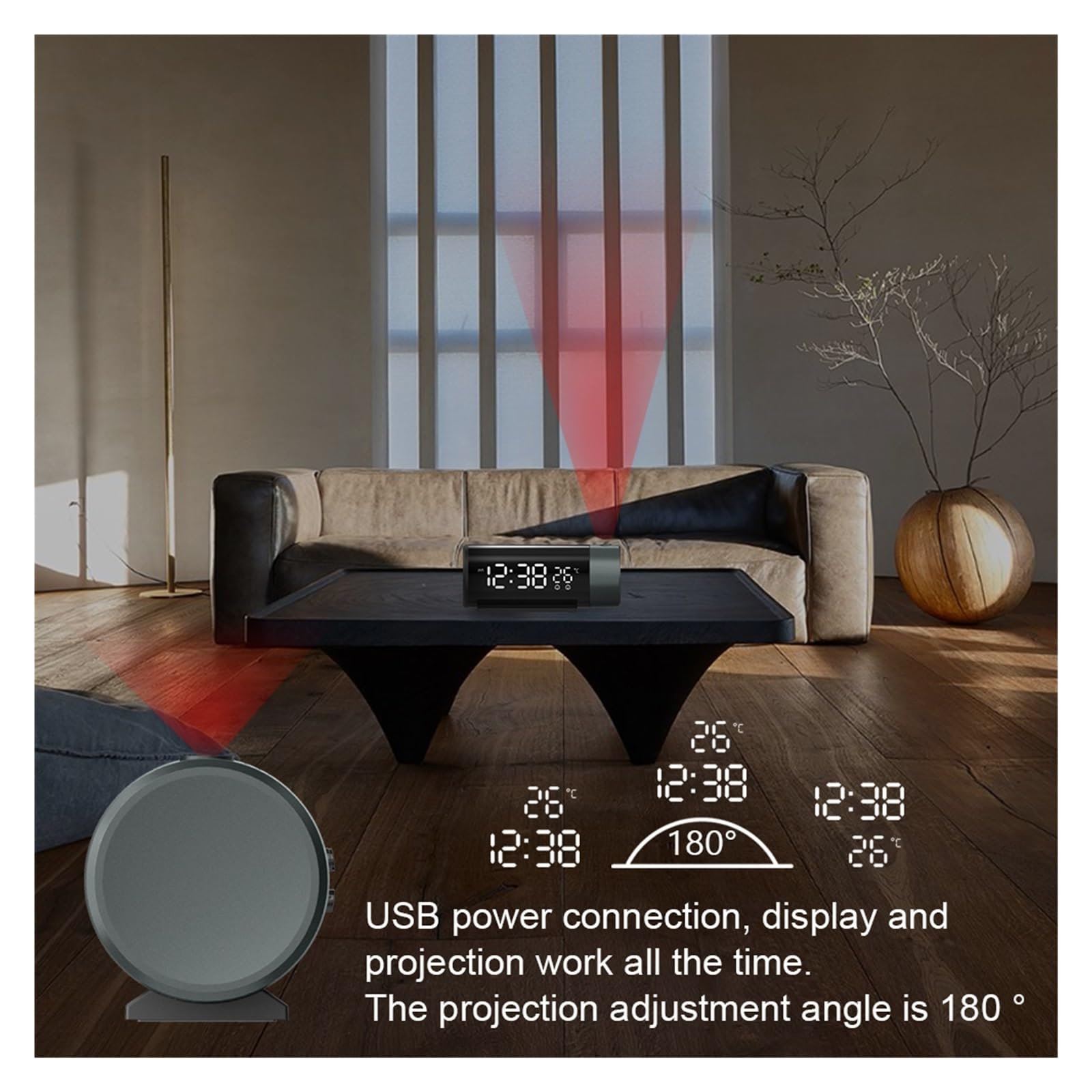 LED Digital Projektion Wecker Uhr Tisch Elektronische Desktop Uhren USB Wake Up Zeit Projektor Snooze Funktion Klare Projektion