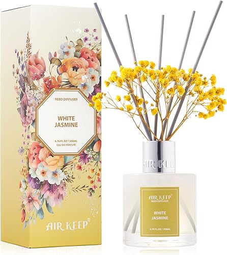 Miniatura 27 de Airkeep Difusor de varillas de 3.38 onzas (3.4 fl oz), juego de difusor de varillas perfumadas de lino limpio y vainilla de cachemira, difusor de