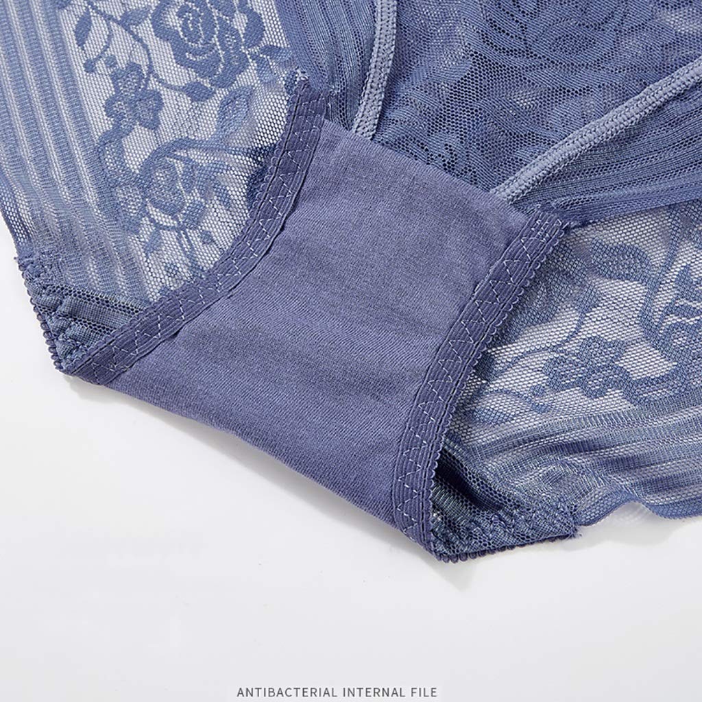 Bragas Braguitas Tangas Señoras del Verano Peinados De Algodón Y Encaje Completa Maxi Estiramiento Breve Bragas Alta Subida del Bragas, Paquete De 3(E,Large)