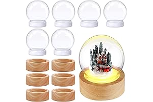 DIY Christmas Snow Globe Kit 12 Pcs Clear Water Globe with Wood Base