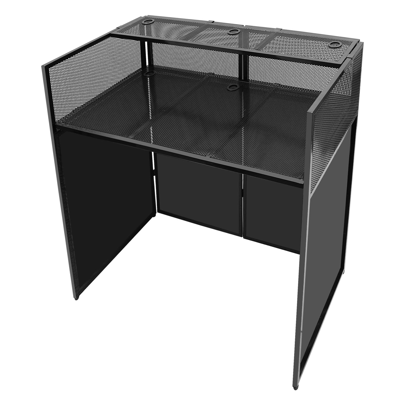 Portable DJ Facade Booth Metal DJ Stand with Universal Casters DJ Display Rack with Storage Bag Studio Rack Equipment for Bars Music Festivals Studios Theatres KTVs, Support to 55.12lbs, 47.6*47*24in