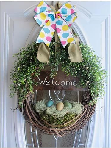 Miniatura 6 de Cinta de arpillera con cable, cinta de conejo de huevo de Pascua, cinta para manualidades para el día de Pascua, envoltura de regalos, decoración