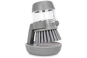 Kitchen Scrubber Brush with Soap Dispenser - Gray