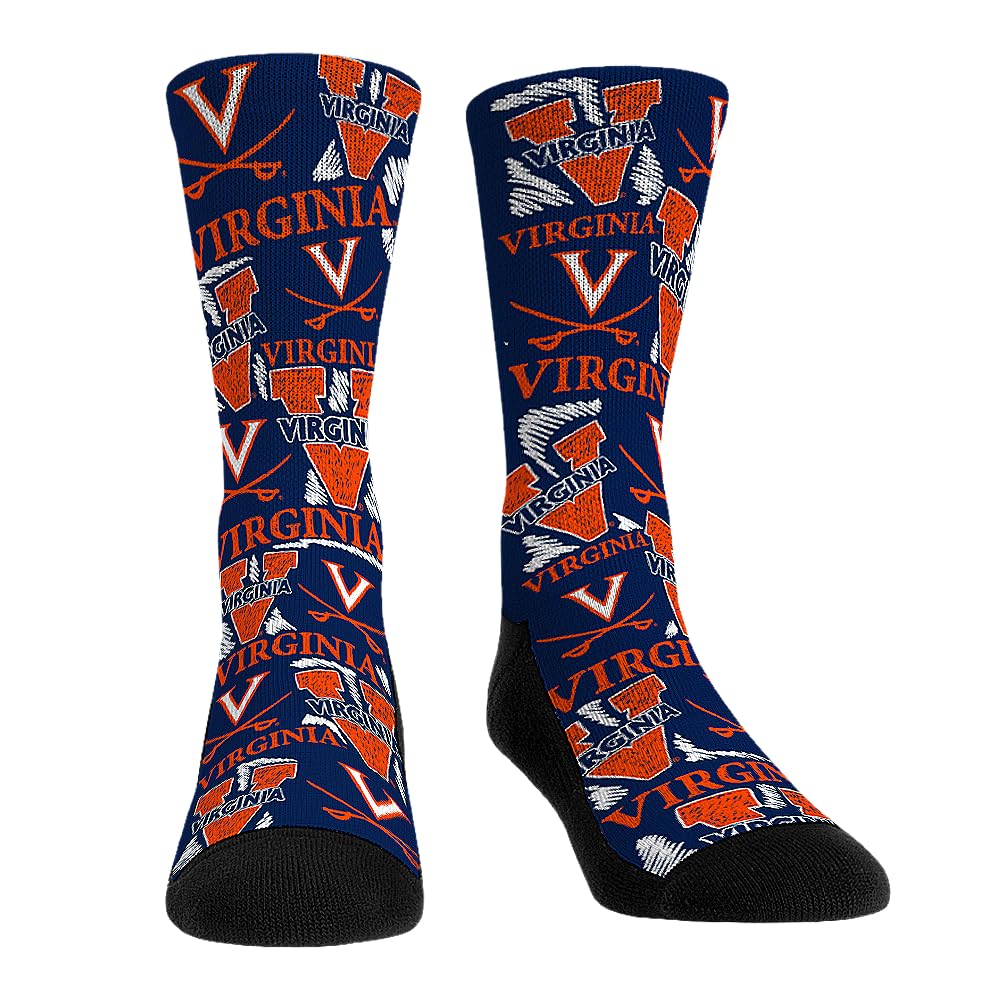 Rock 'Em NCAA Virginia UVA - Logo Sketch Socks (L-XL)