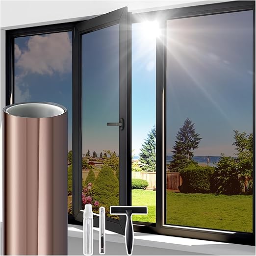 One Way Window Film Non Adhesive, Window Tint For Home Daytime Privacy Mirror Reflective, Anti UV Heat Control Sun Blocking, Self Cling Film For Office Living Room Black-Silver 17.5 X 196.8 - View #6