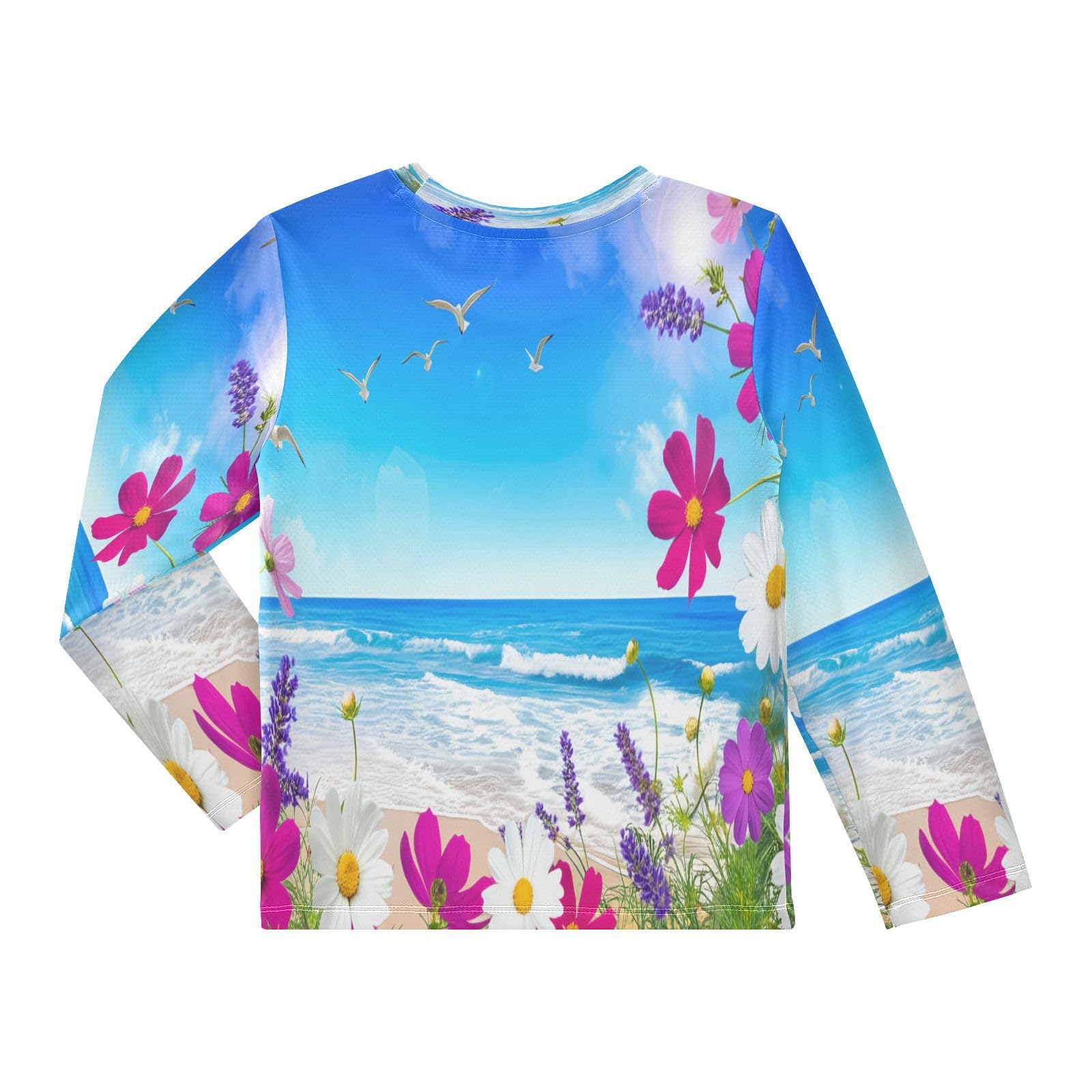 Seagull Cosmos Lavender Boy's Rash Guard Swim Shirt Long Sleeve Sun Shirt for Beach Pool Sport UPF50+ 3T