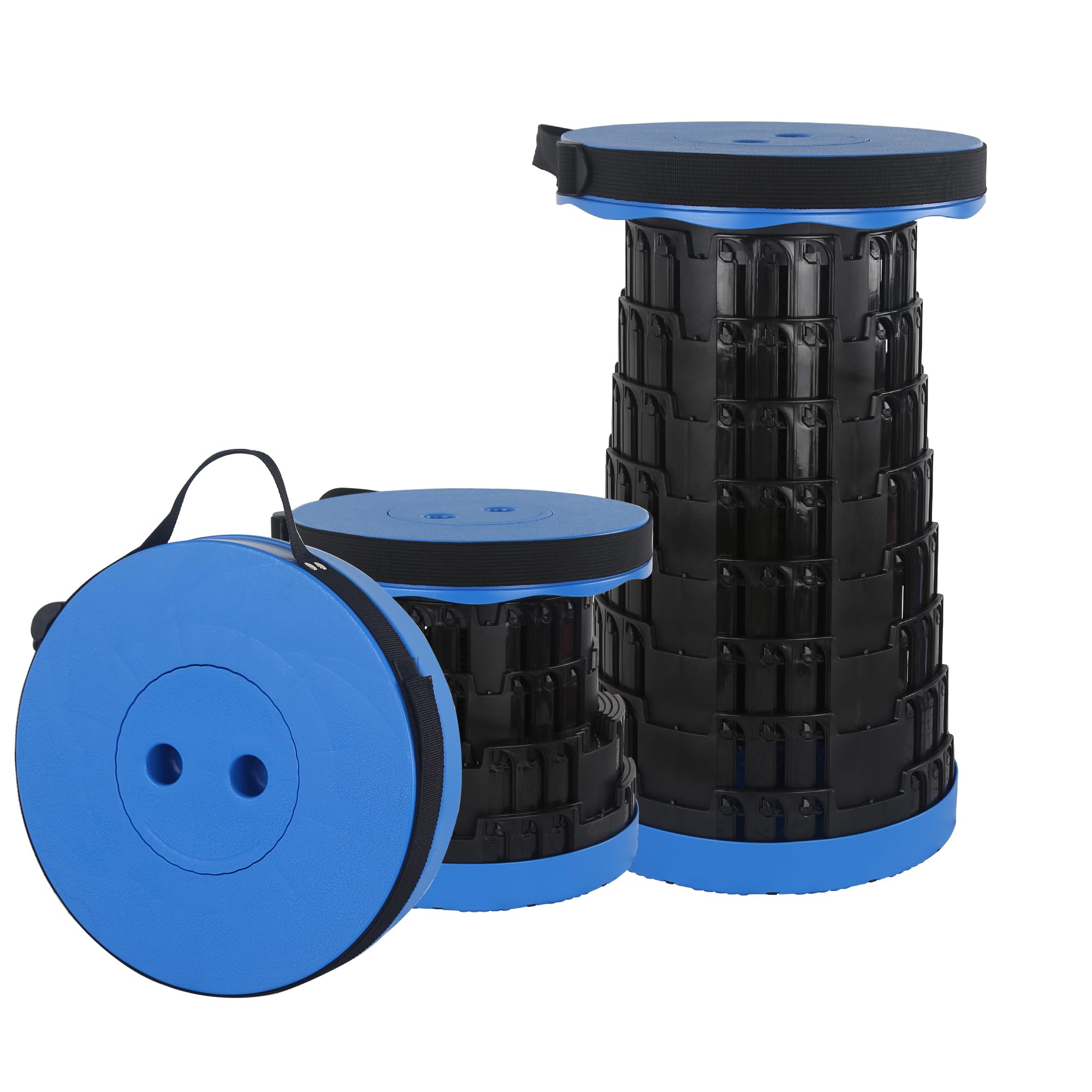 newlng Collapsible Stool Portable Retractable Folding Stool Max Load 460lbs Telescoping Stool Lightweigh Adjustable Sturdy for Fishing Camping Hiking BBQ Travel Gardening Outdoor Activity(Black+Blue)