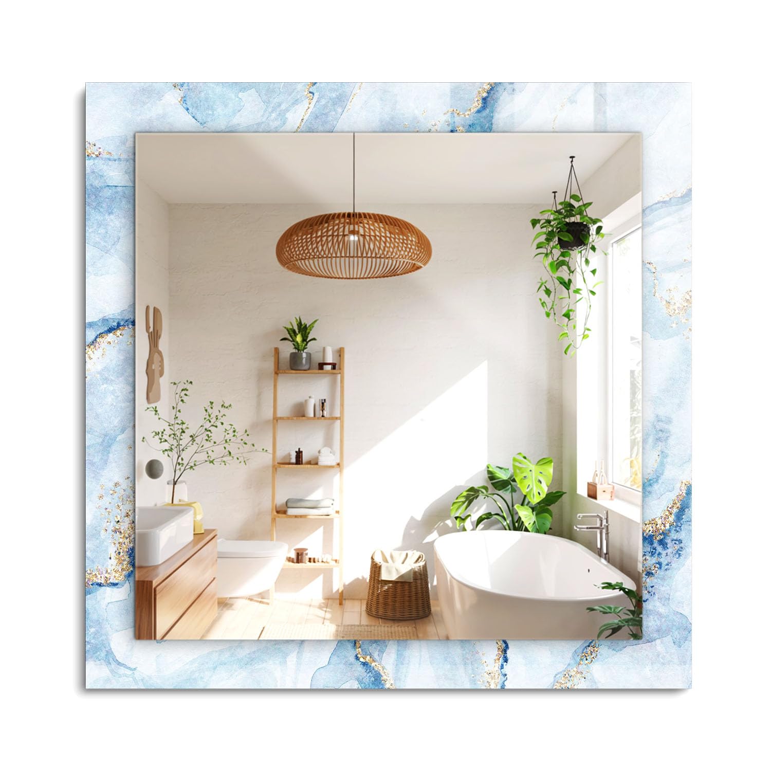 Miroir rectangulaire élégant 60x60 salon chambre cadre effet marbre