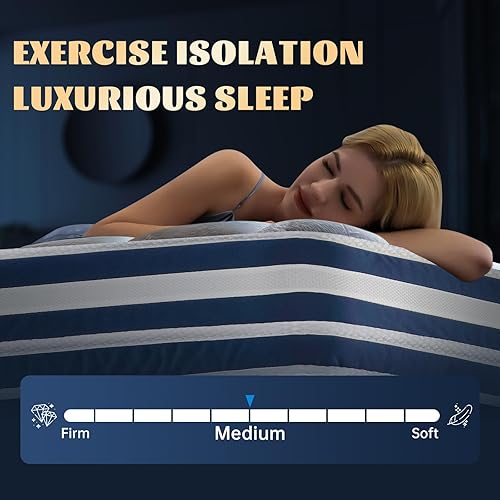 Miniatura 5 de Colchón de tamaño King, colchón híbrido de espuma viscoelástica de 10 pulgadas en una caja con resortes embolsados, colchón de cama King de firmeza