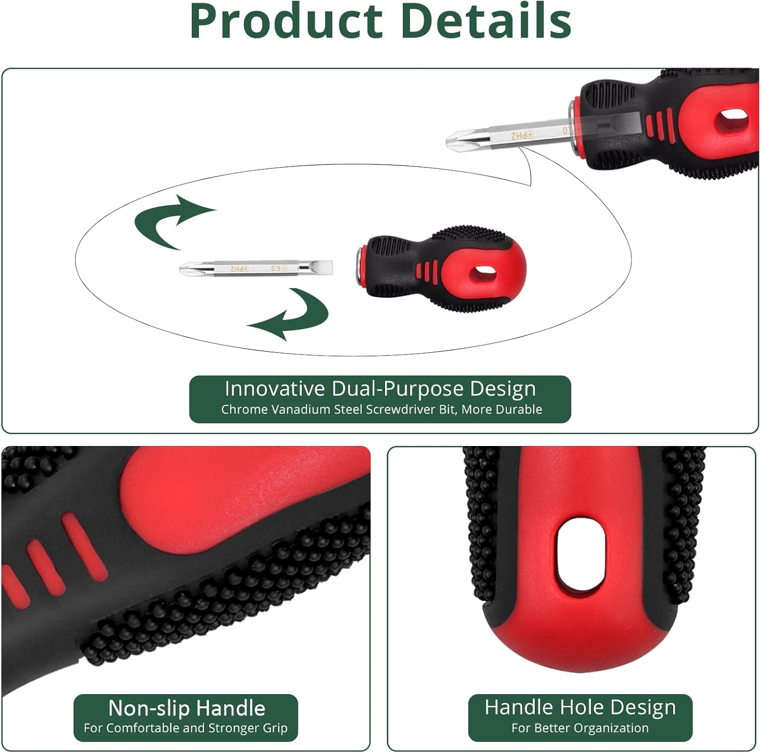 JiGiU 8-Piece Magnetic Screwdriver Set 2 in 1 Dual Purpose Screwdrivers Removable Magnetic Phillips Screwdriver and Flat Head Screwdriver Tool Kit with 8 Hex Keys for Home Repair, Improvement, Craft 3 71UoyB4hEyL. AC SL1500