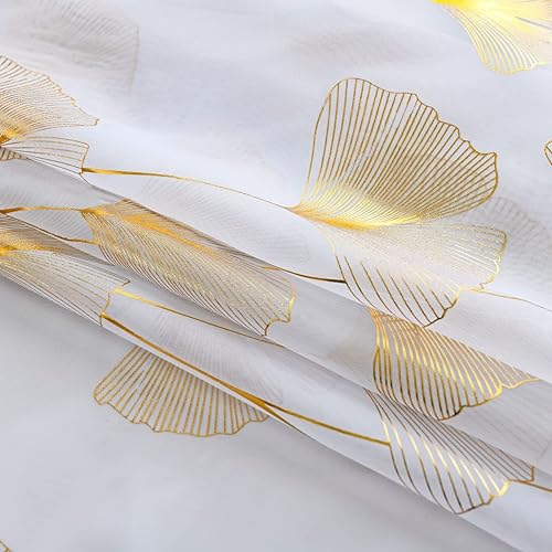 Miniatura 8 de Youleyar Cortinas transparentes de gasa con estampado de lámina dorada cortinas de ventana con ojales en la parte superior de 72 pulgadas de largo