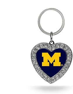 Rico Industries NCAA Team Color Rhinestone Heart Keychain - Great Accessory