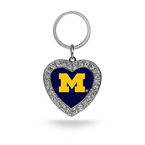NCAA Team Color Rhinestone Heart Keychain - Great Accessory