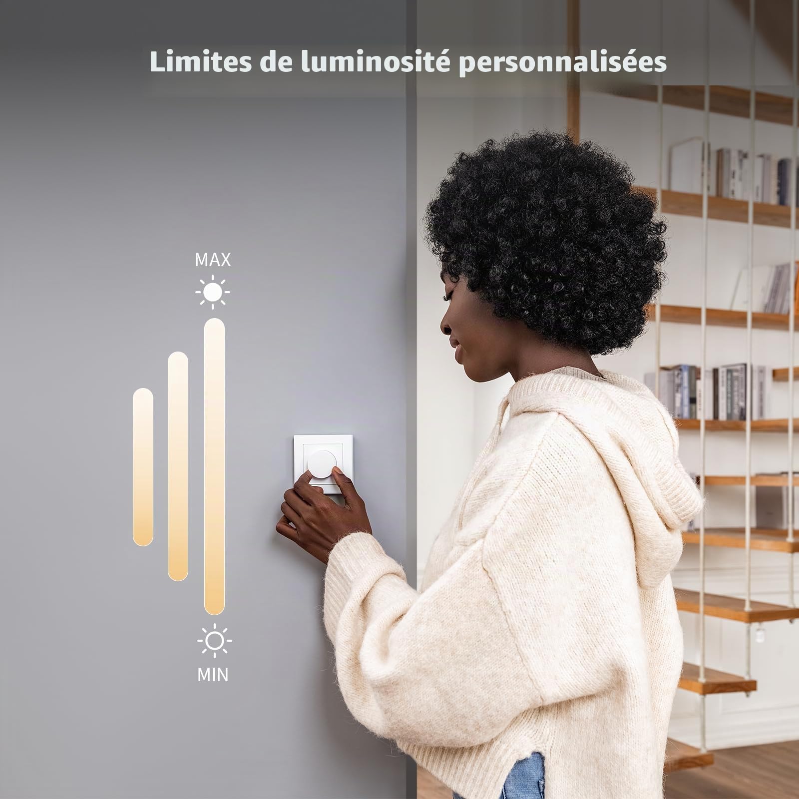 Aqara Interrupteur Variateur H2 UE, 2-en-1 Neutre, 1 Groupe 1-Voie, Blanc | Thread/Zigbee, 200 W, pour LED dimmable/CFL/incandescente/Halogène/ELV Lampe, Compatible Apple Home, Alexa, Google, Matter