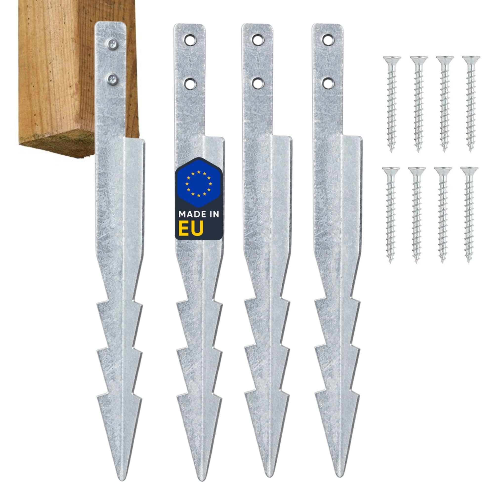 Set di 4 Ancoraggi a Terra per Altalena - 4 Ancoraggi Terreno 44,5 cm Acciaio Zincato con Viti – Ancoraggio Altalena Giardino, Torre Giochi, Casetta Bambini, Struttura Legno