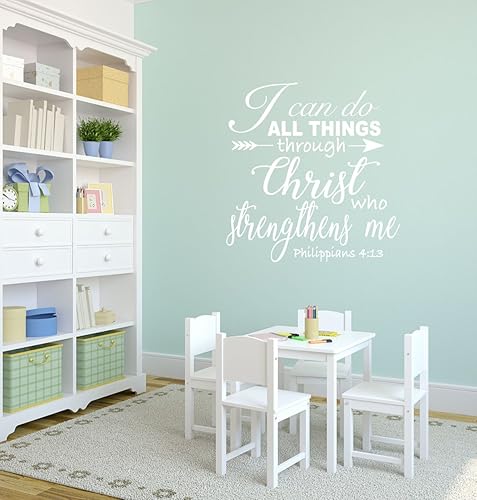 Miniatura 5 de Calcomanía cristiana para pared, Filipenses 413, "I Can Do All Things Through Christ", decoración del hogar para dormitorio, sala de juegos, escuela