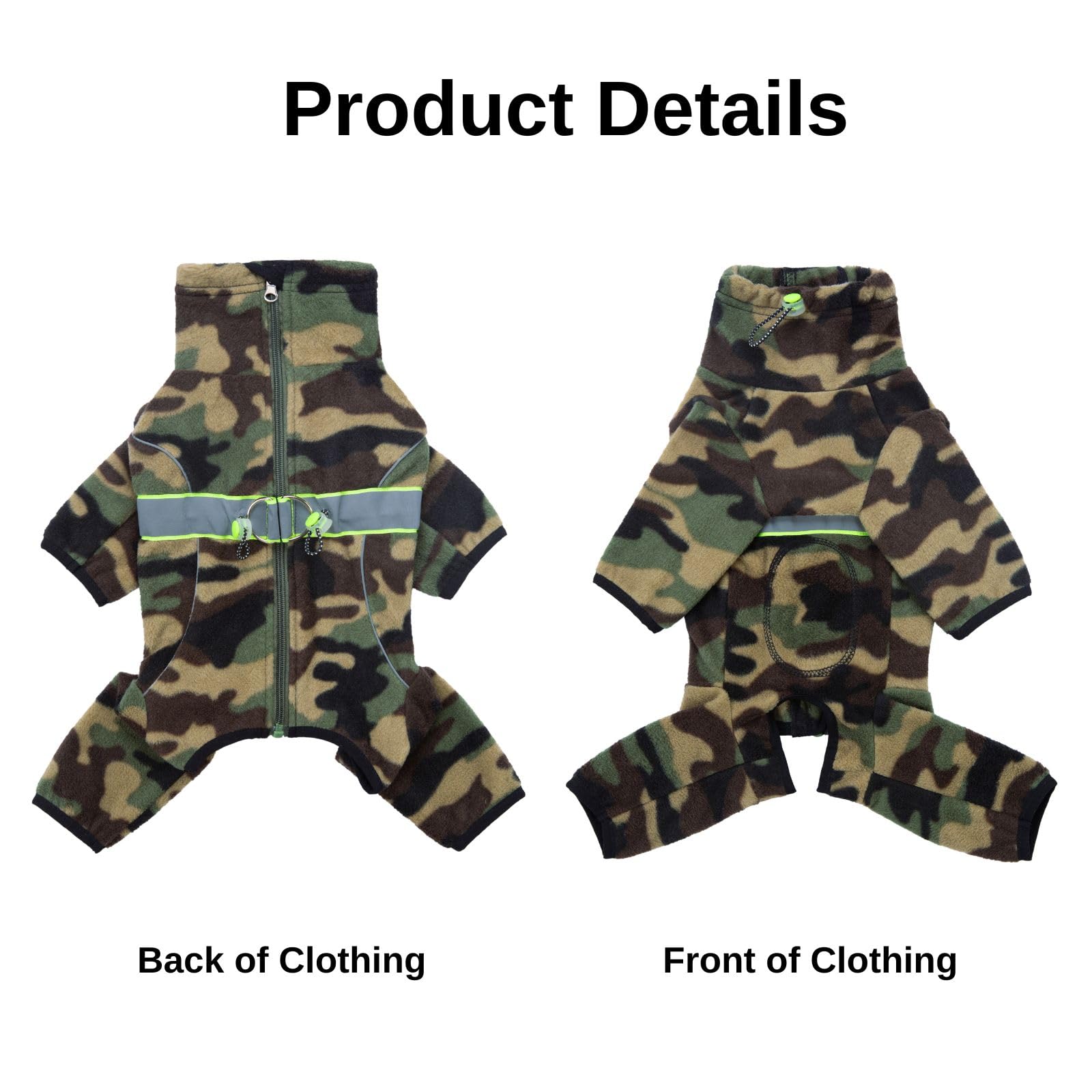 BT Bear Warm Coats Jackets for Small Dogs Adjustable Dog Warm Fleece Jumpsuit Clothes With D-Ring Dog Winter Coat for Small Dogs,Camouflage L - Image 2