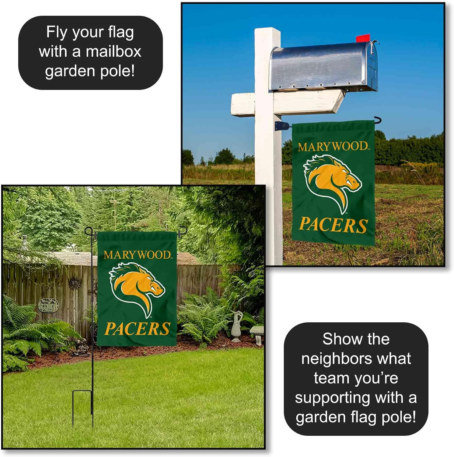 Marywood University Pacers Wordmark Logo Garden Banner Flag