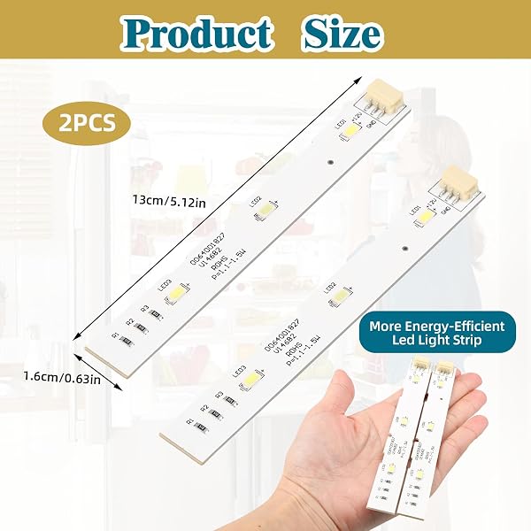 2 PCS Bande LED pour réfrigérateur 0064001827 Pièce de rechange Bande lumineuse LED pour Haier Barre lumineuse BCD-575WDBI Pièces de réfrigérateur de porte avant - 2