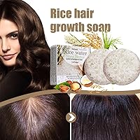 Vista 7 de 2Pcs Rice Water Shampoo Bar for Hair Growth, Protein Shampoo Bar Bulk, Root White Coverage Hair Darkening, Volumizing and Strengthening