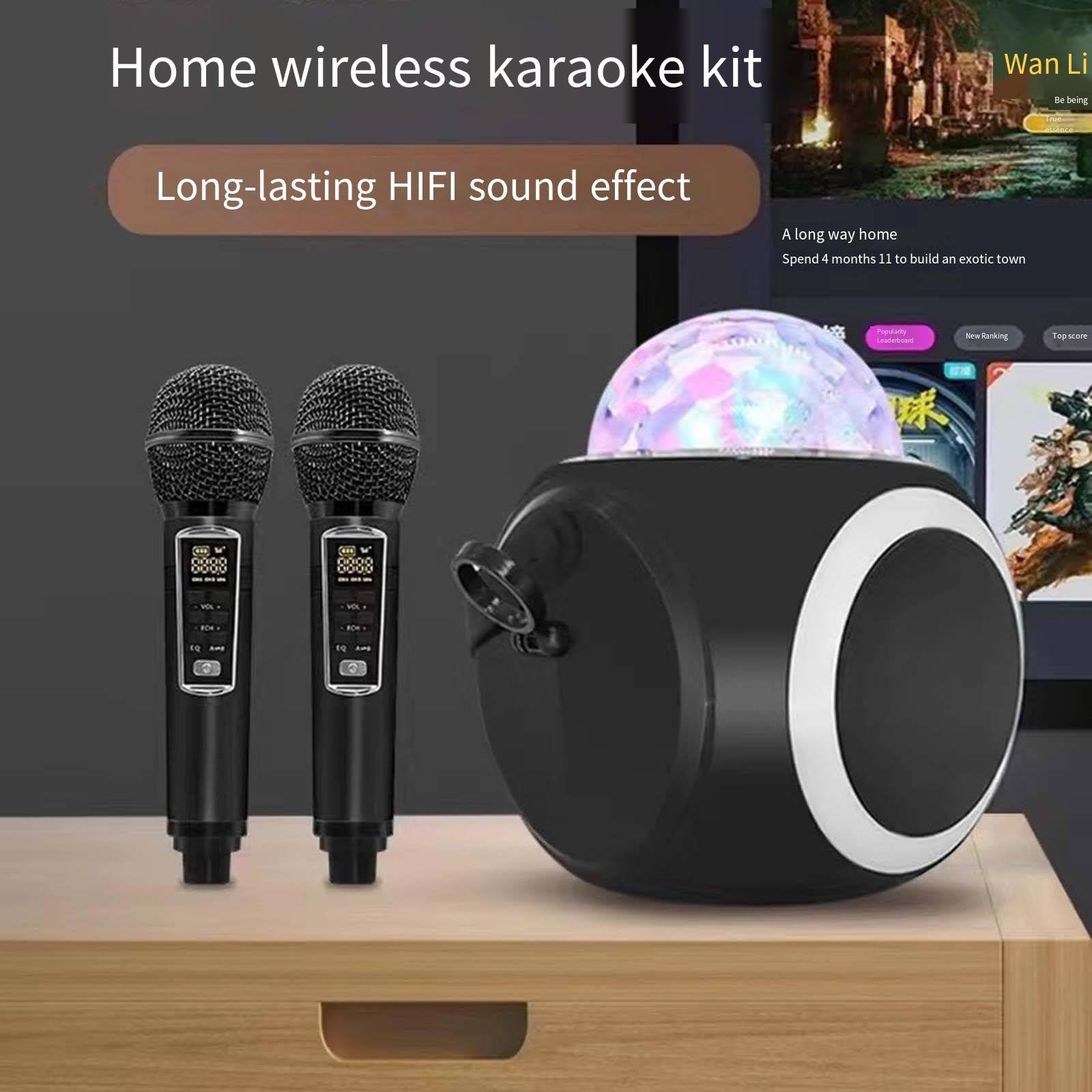 Zestaw do karaoke Domowy bezprzewodowy zestaw głośników Bluetooth Mikrofon audio Efekt świetlny LED typu „wszystko w jednym”.