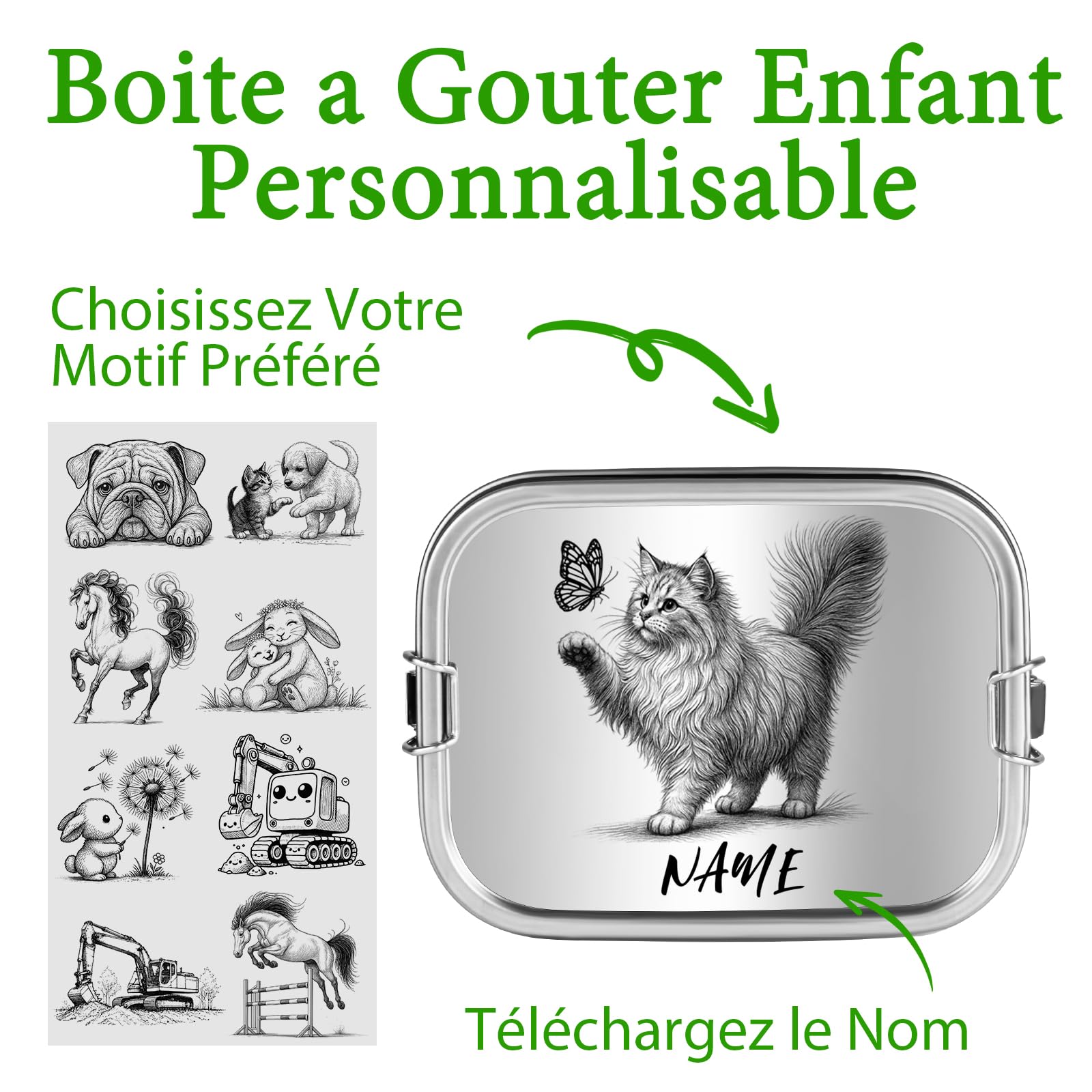 OXYEFEI Boîte à déjeuner pour enfant avec compartiments, boîte à déjeuner personnalisée en acier inoxydable pour enfants avec nom - Cadeau de rentrée des classes pour garçons et filles (pelleteuse 1