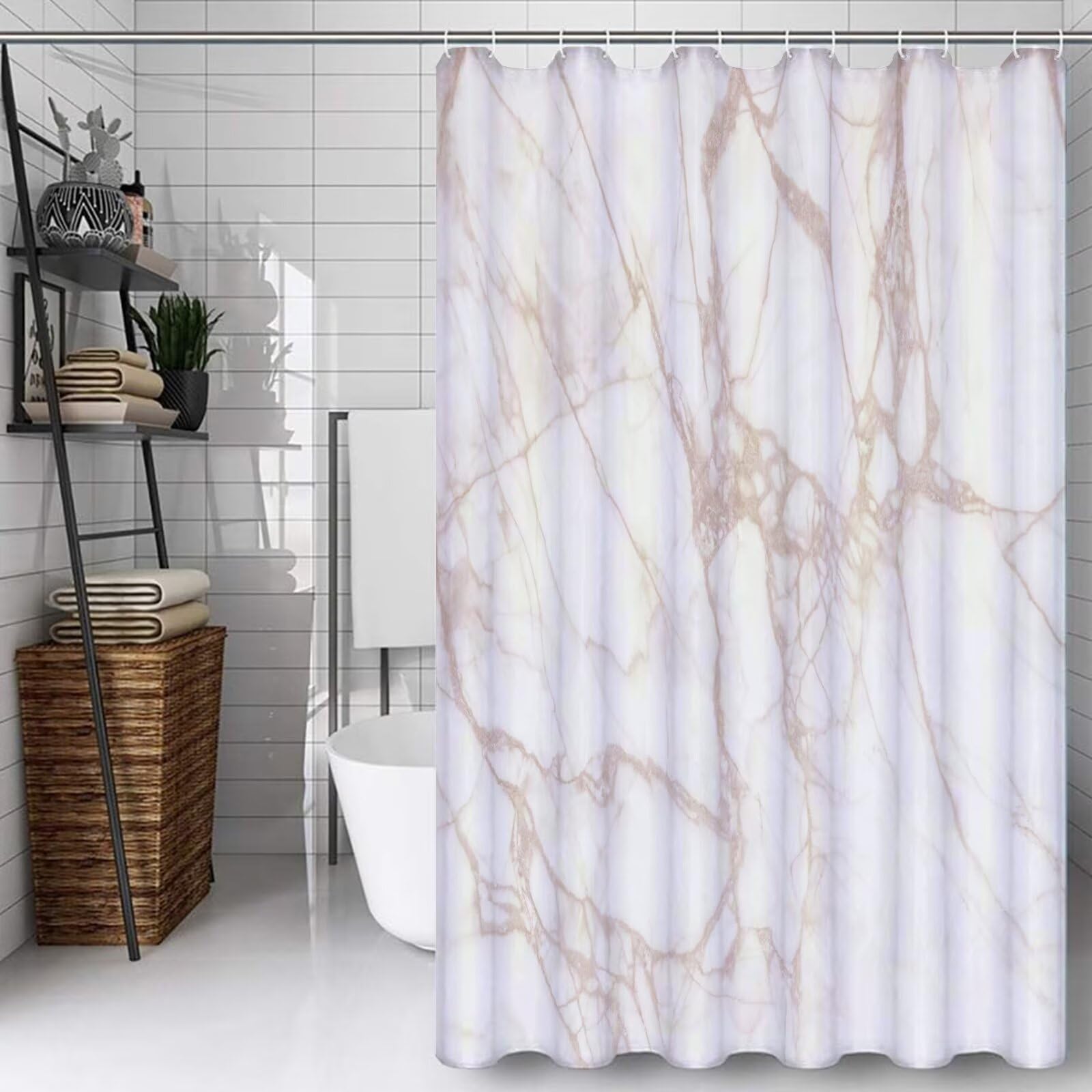 Brun Rideau Douche 180x200cm Rideau de Douche Art Shower Curtain – Impression Polyester Tissu – avec 12 Crochets – Tissu Lavable en Machine – Imperméable – pour Salle de Bain – Hôtel D#340