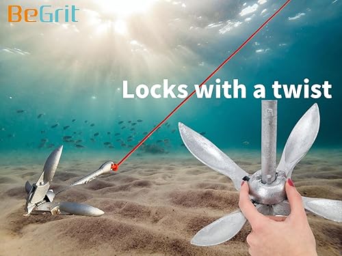 Miniatura 4 de BeGrit Ancla de kayak Anclaje de barco pequeño Anclaje marino plegable para pesca, kayak, tabla de remo, canoa, moto acuática, con bolsa de
