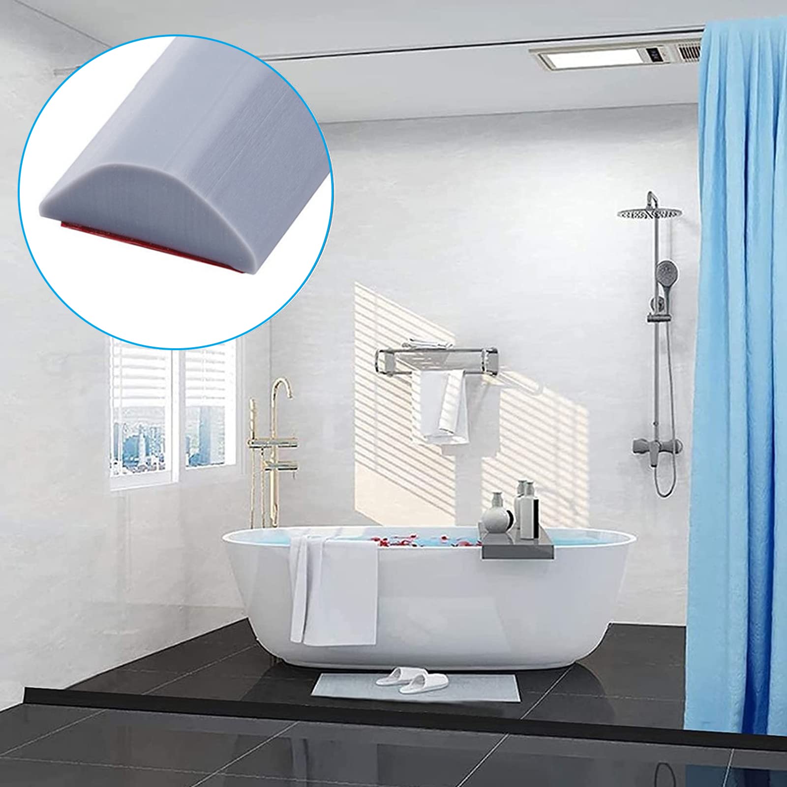 Protector de silicona contra salpicaduras for ducha, borde bañera, junta estanqueidad, tira sellado for plato, fregadero cocina, suelo baño(Clear,2.5m)