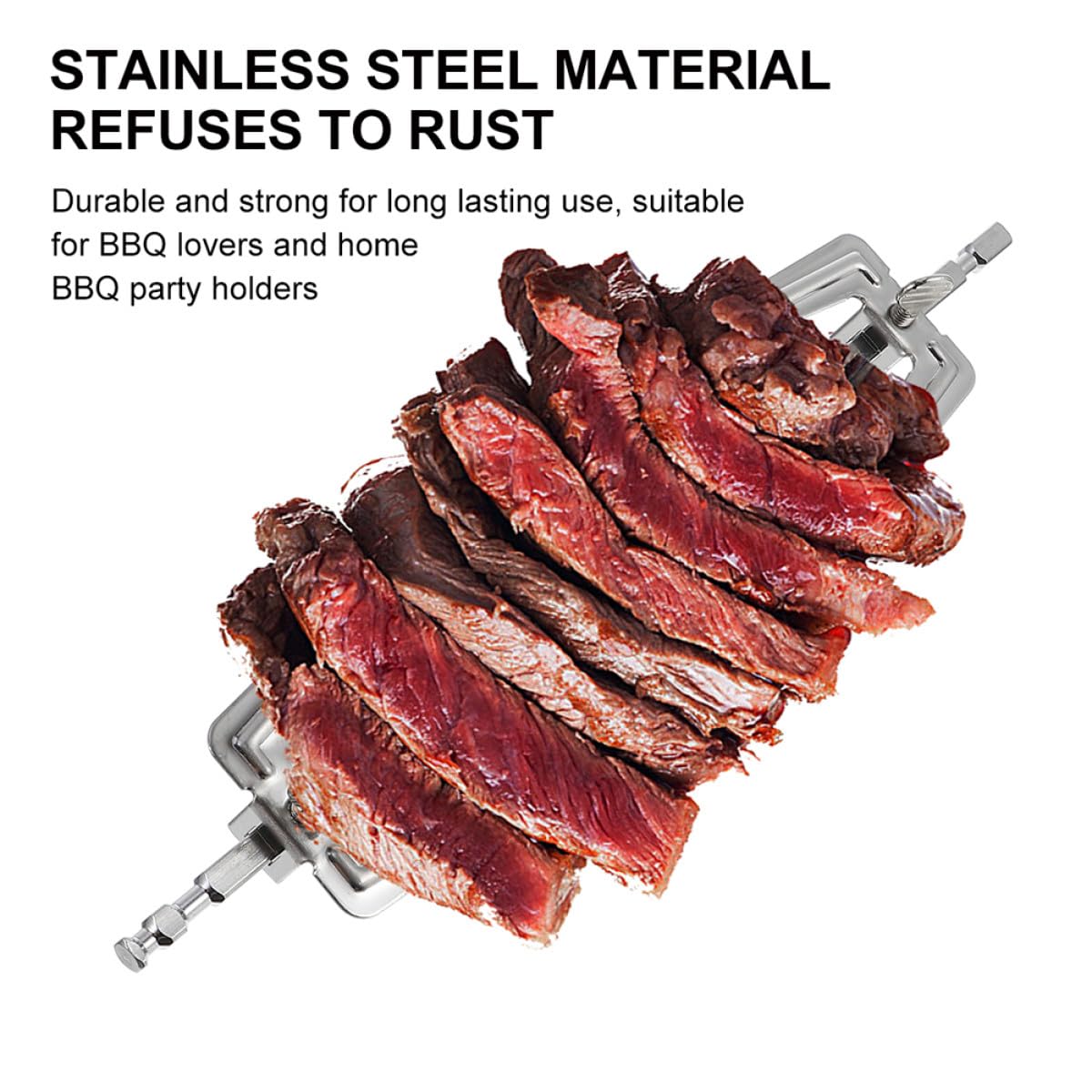 Forche Rotanti da Barbecue in Acciaio Inox 25cm 2 Pezzi | Argento, Antiruggine e Facili da Usare, per Pollo e Maiale, Accessori Bbq per Casa