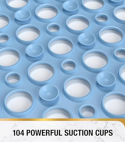 Miniatura 3 de HITSLAM Tapete antideslizante para bañera de 28 x 15 pulgadas, tapete de baño de drenaje eficiente con ventosas, suave en los pies y fácil de