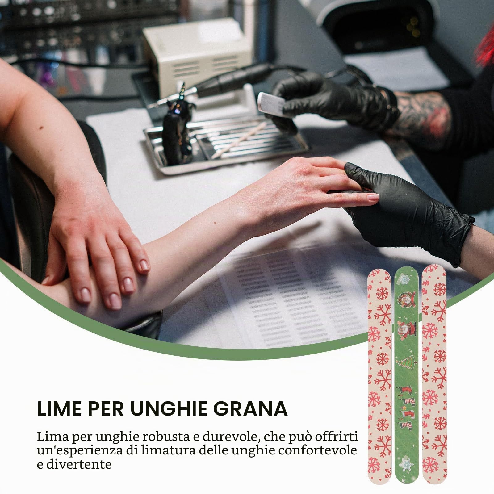 Healvian 12 Pezzi Lima Per Unghie Professionale Natalizie Lime Per Unghie Natalizia Tavole Smerigliate a Doppia Natalizi Lime a Tema Natalizio Per Manicure Pedicure E Lucidatura Donna