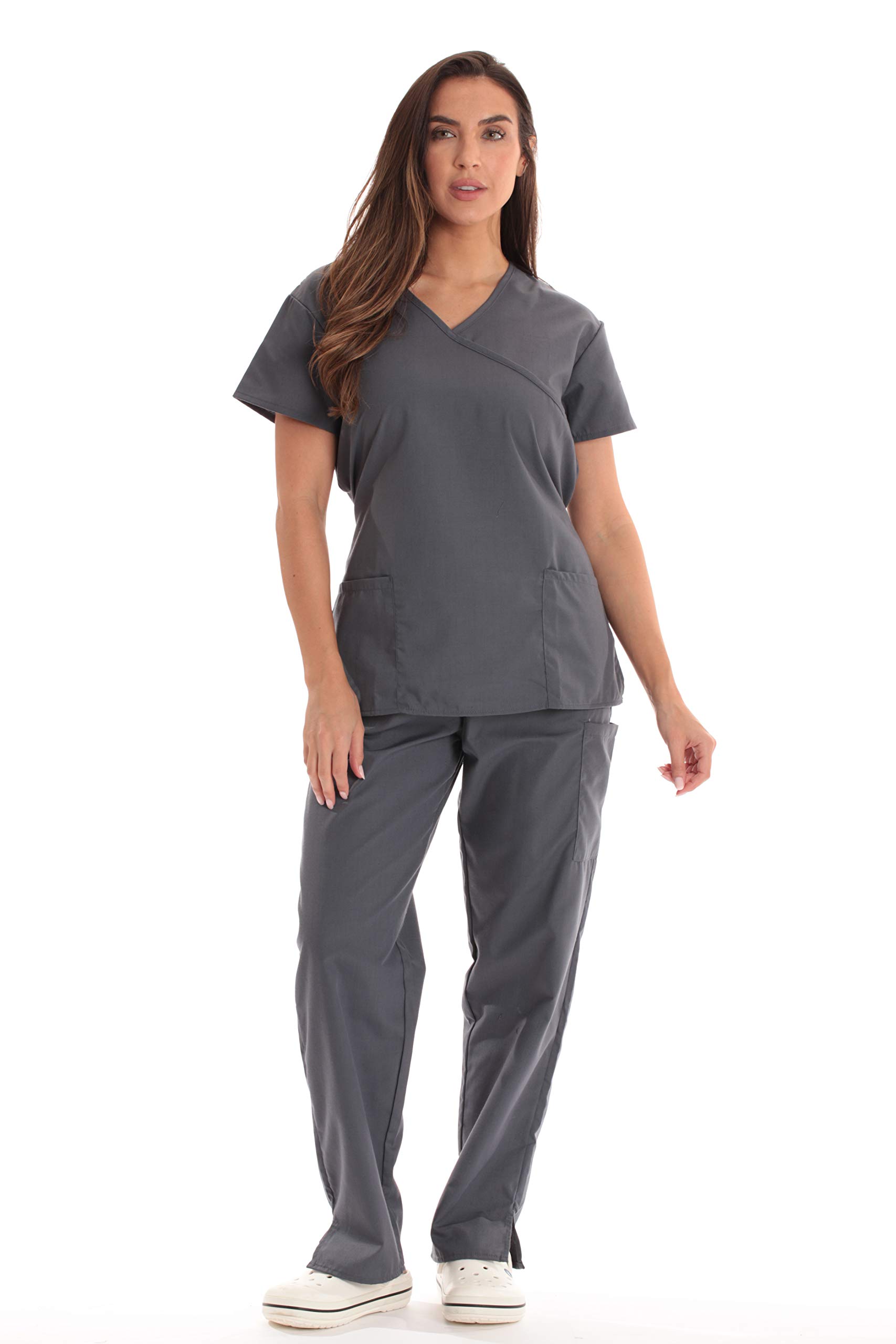 Just Love Women's Scrub Sets Medical Scrubs (Tie Back) - grey - Medium