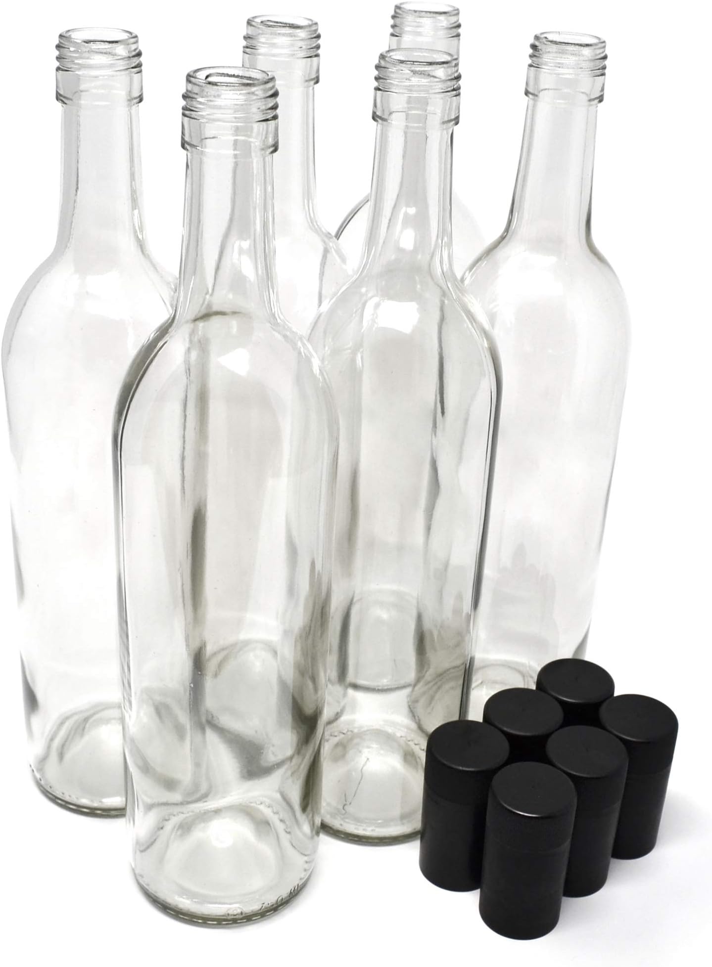 nicebottles Wine Bottles with Screw Caps, Clear, 750ml - Pack of 6