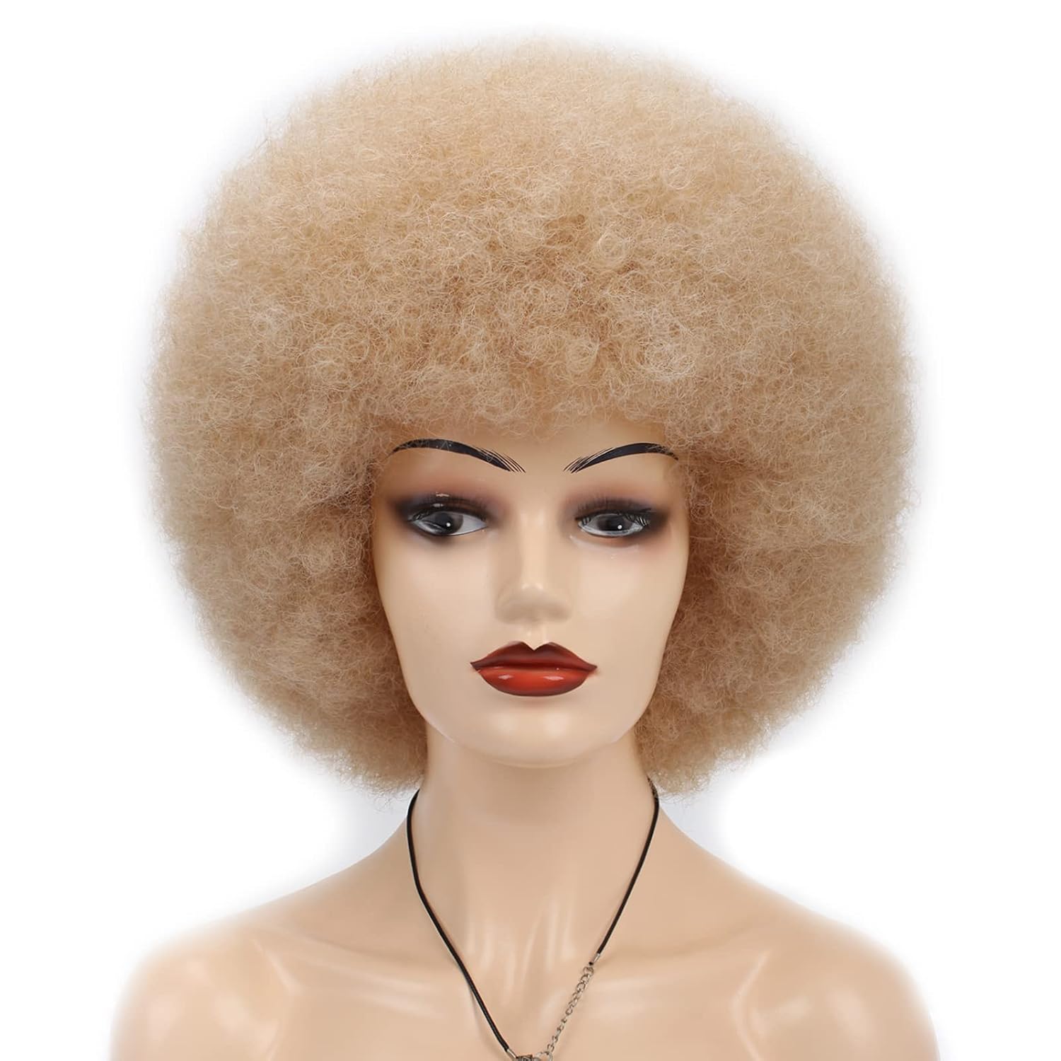 Imierfa Afro Wig for Black Women, Blonde Afro Wig Natural Looking Fluffy and Soft, 70s Afro Wig High Temperature Fiber Synthetic Curly Afro Wig for Daily Party Use Color(Mixed Blonde)