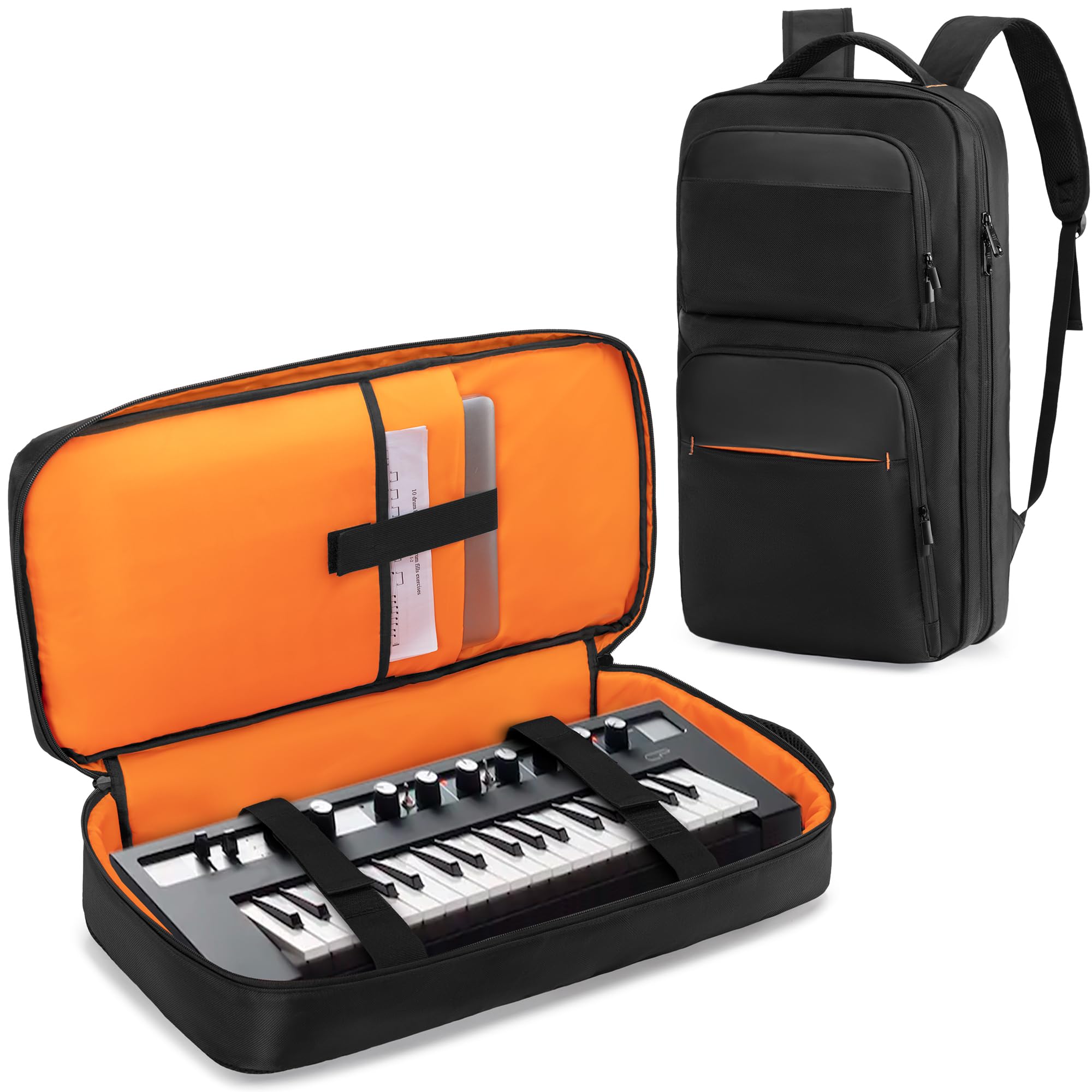 Rexmica Mochila Portátil para Teclados de Piano 37 Teclas, 28,5 x 10 x 56cm | Funda Protectora para Controladores Midi, Bolsa para Pianos Digitales 37 Teclas, Ordenador Portátil, Micrófonos y Cables