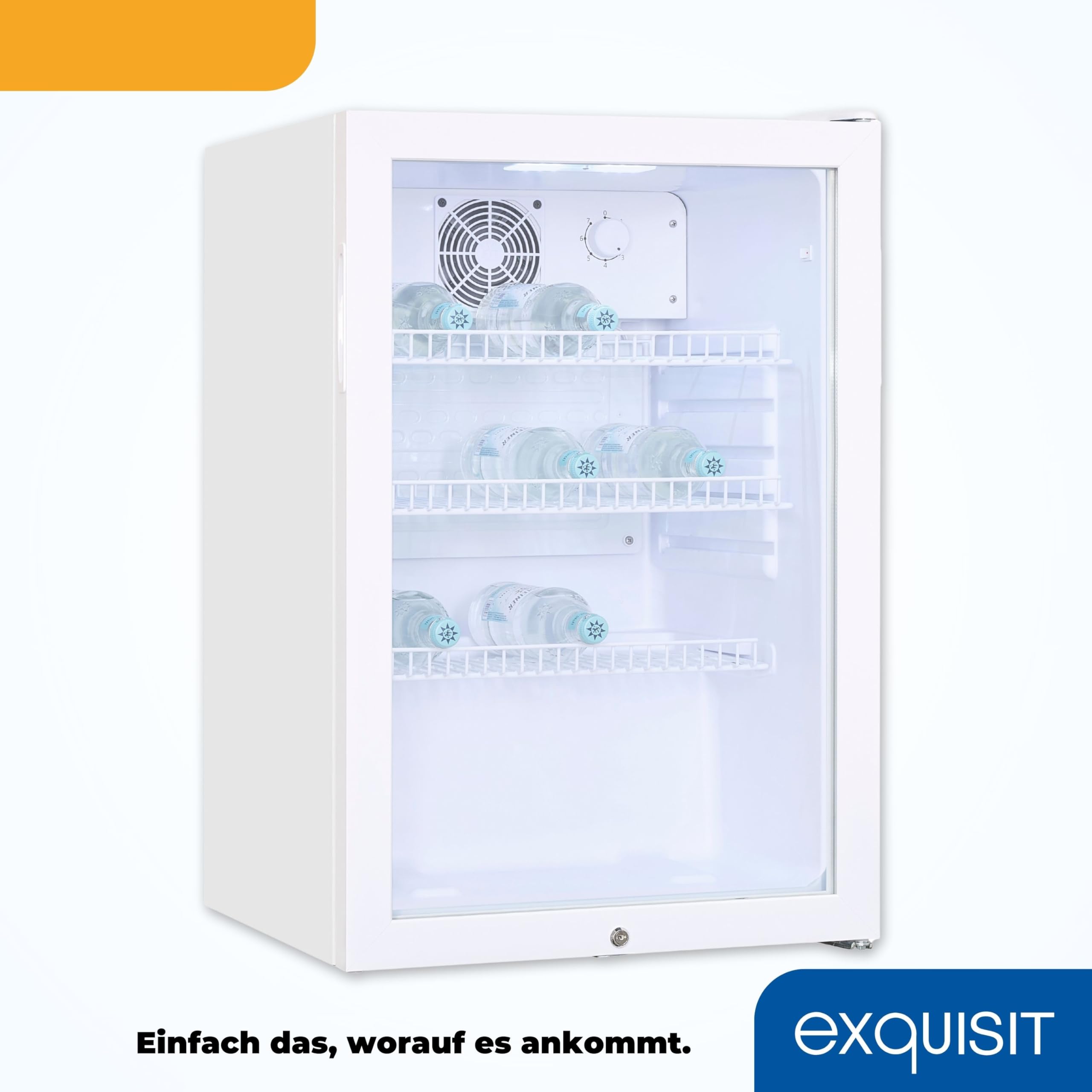 Exquisit Glastürkühlschrank GKS120-GT-160C weiss 118 L Türschloss Standgerät