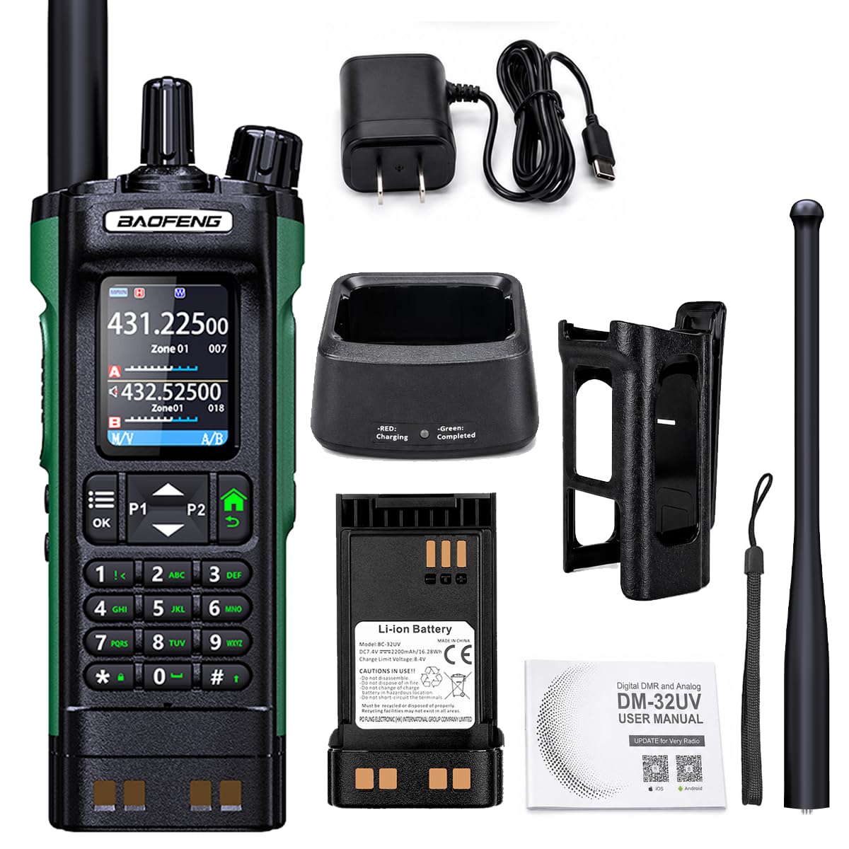 BAOFENG DM-32UV DMR Radio Walkie Talkie palmare 10W GPS APRS Dual Band, Programmazione Wireless Frequenza Tipo-C, Radio Portatile per Radioamatori
