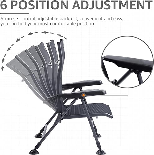 Miniatura 4 de X Strike Silla plegable de campamento con soporte de 350 libras, silla de pesca al aire libre para adultos, malla transpirable con soporte ajustable